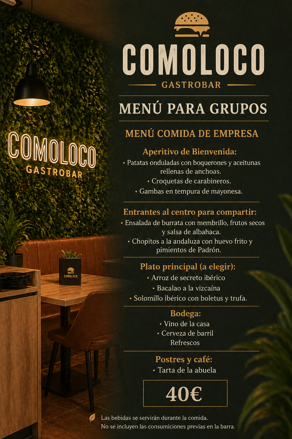 Menú para Grupos